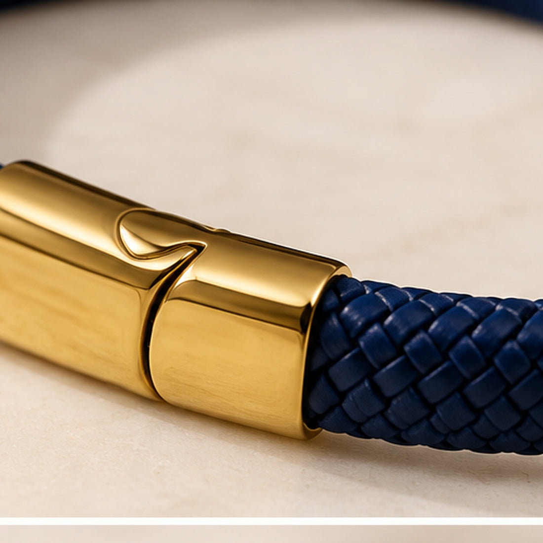 Contemporary Navy Braided Leather Bracelet