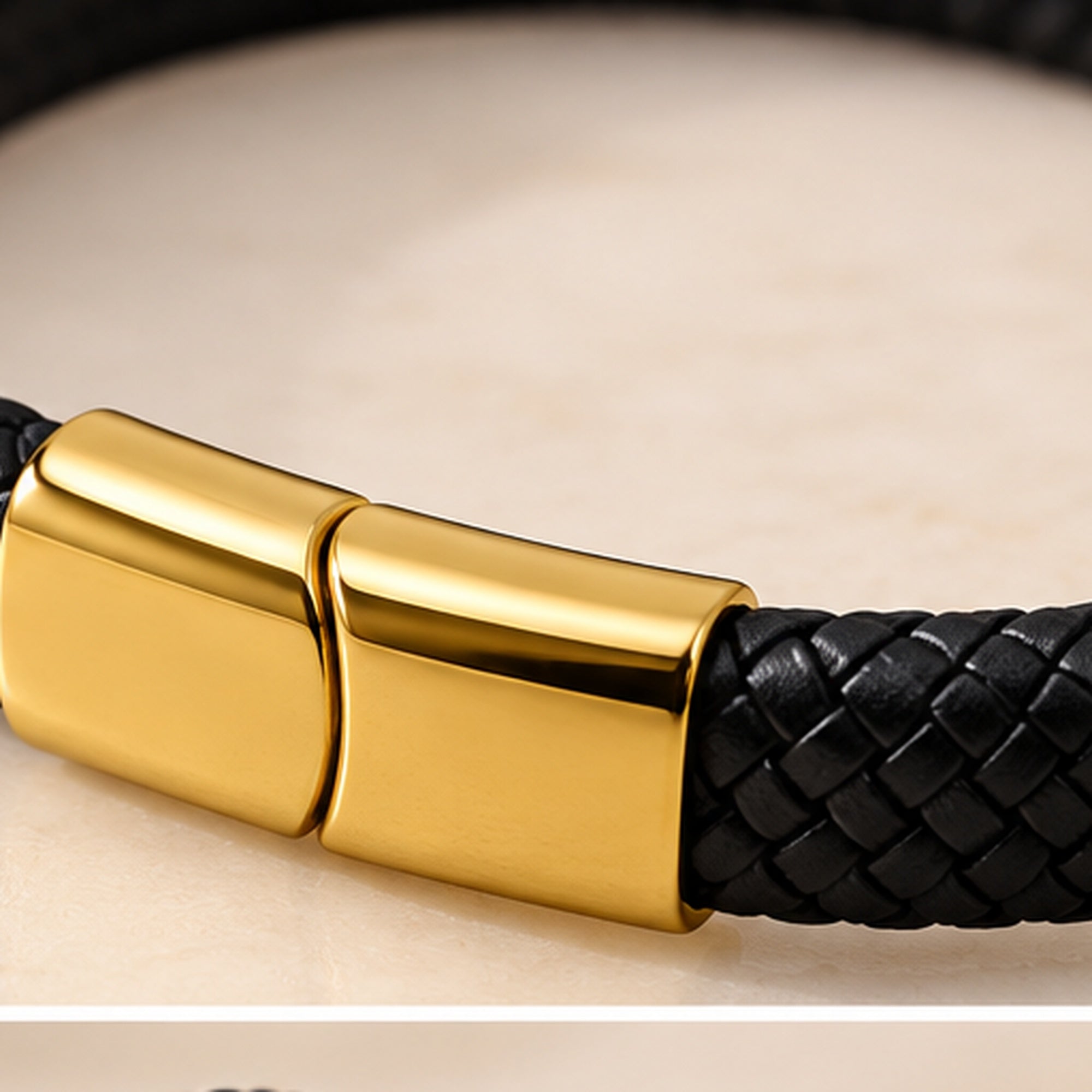 Contemporary Black Braided Leather Bracelet