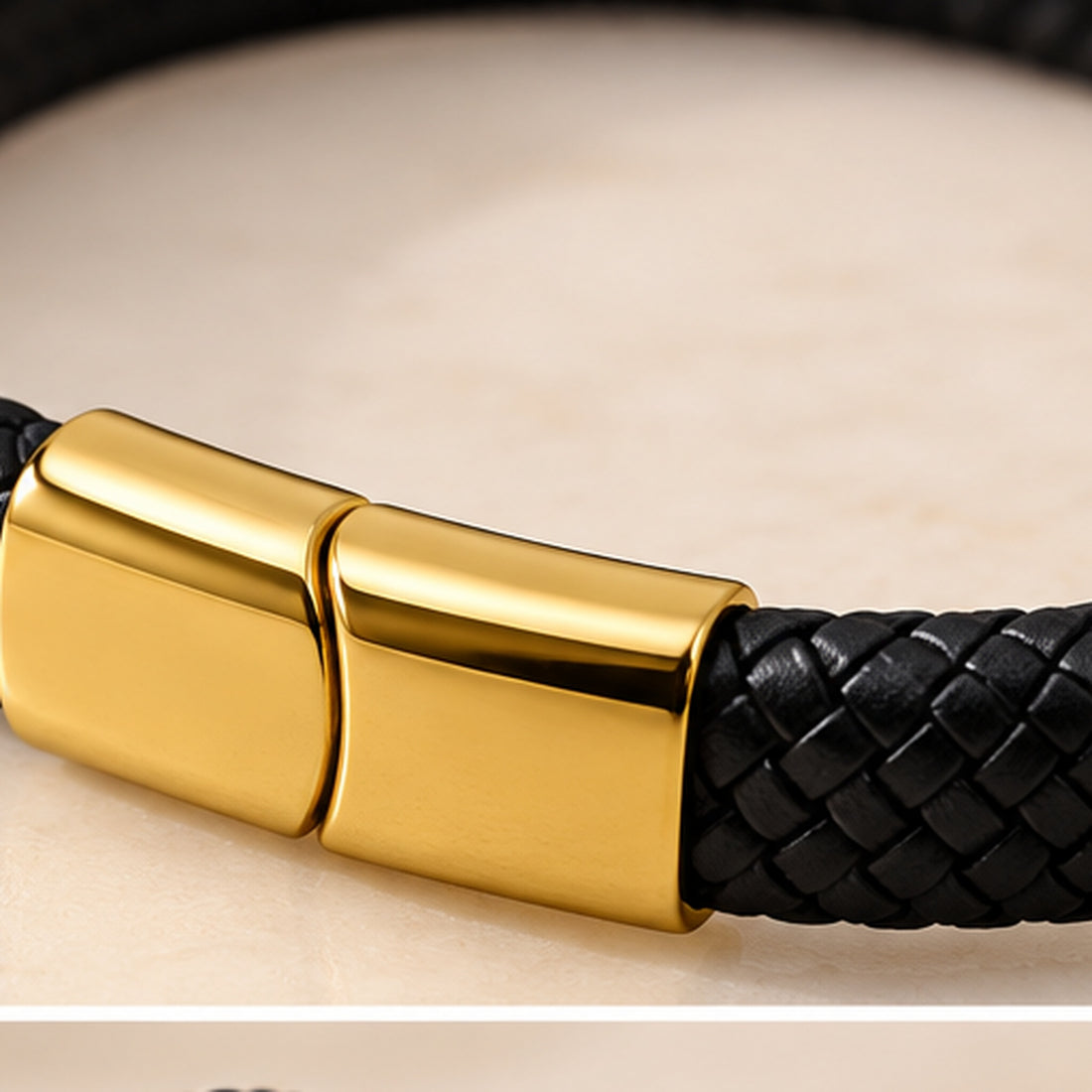 Contemporary Black Braided Leather Bracelet
