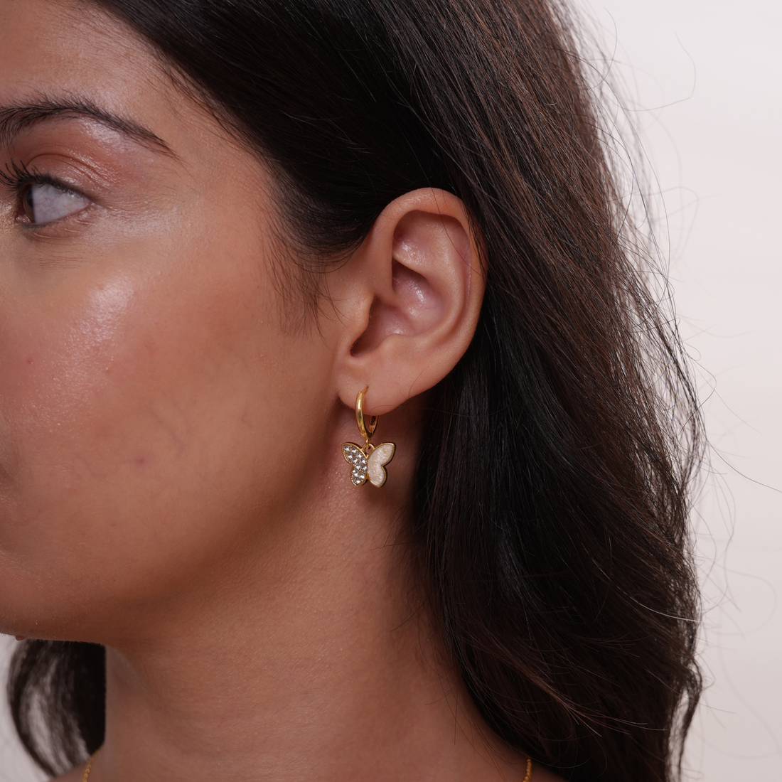 Butterfly Hoops With Enamel & CZ (YD-ER-41)