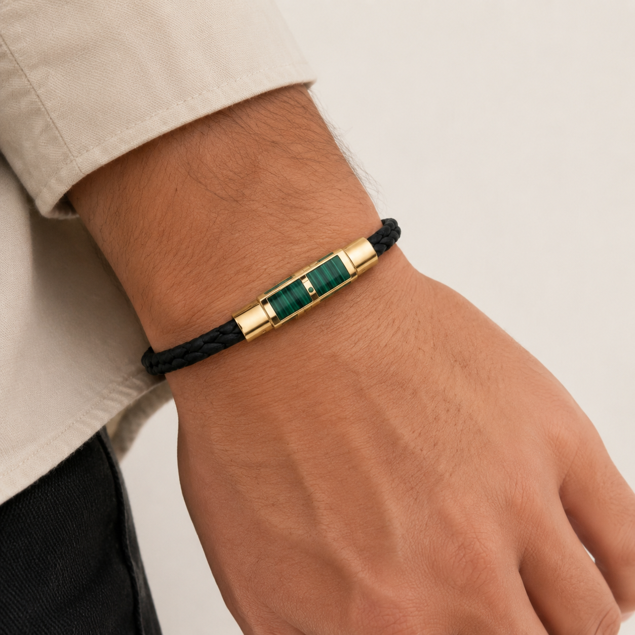 Green Inlay Cord Bracelet