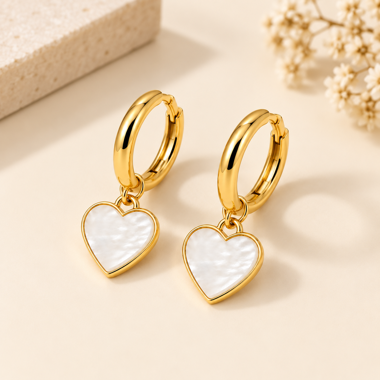 Heart Pearl Drop Earrings
