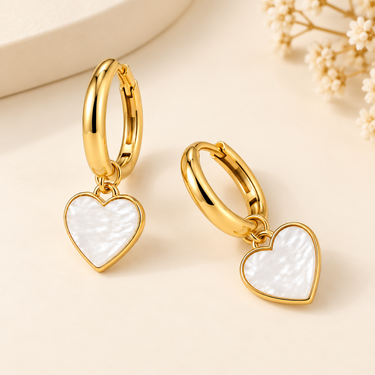Heart Pearl Drop Earrings