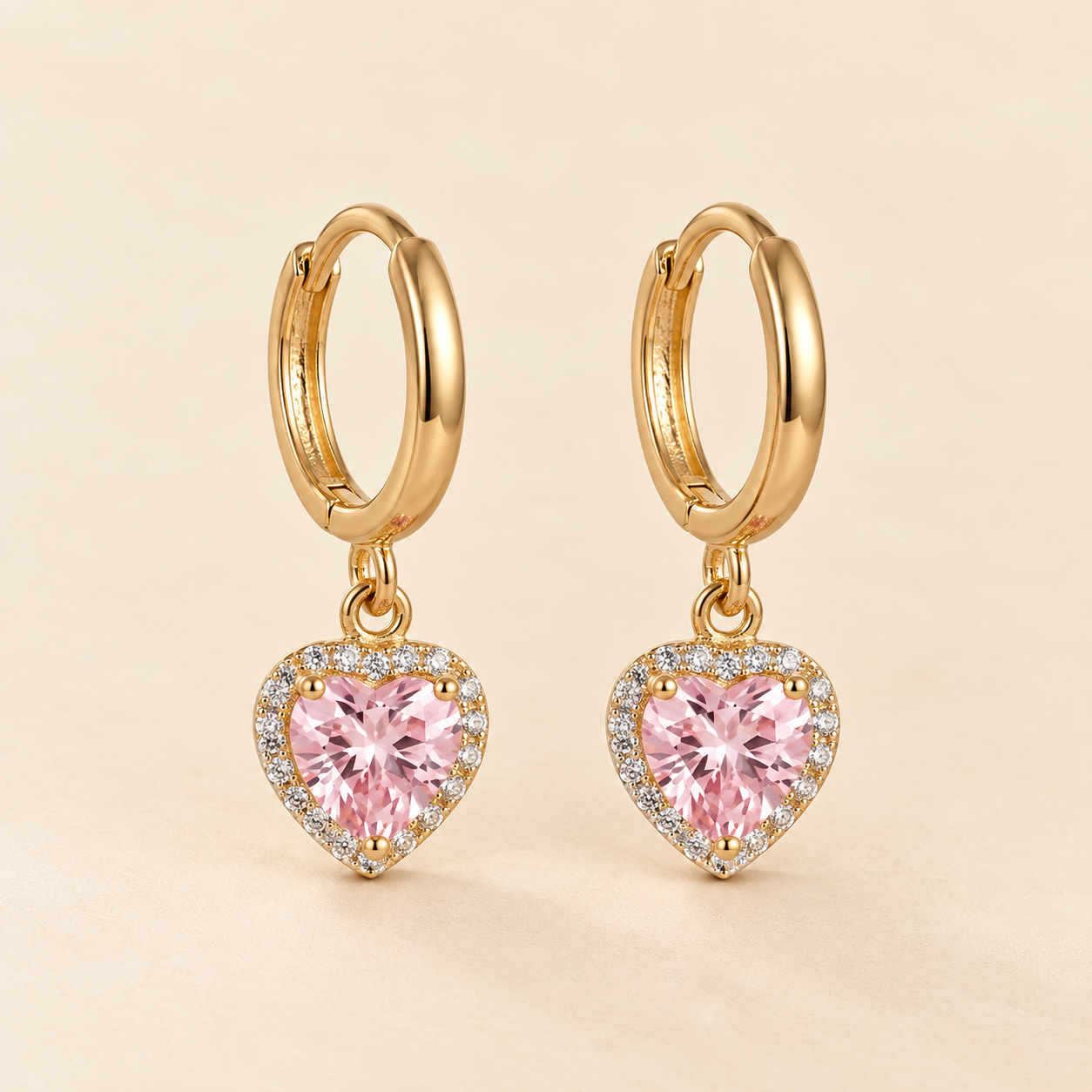 Pink Heart Drop Earrings