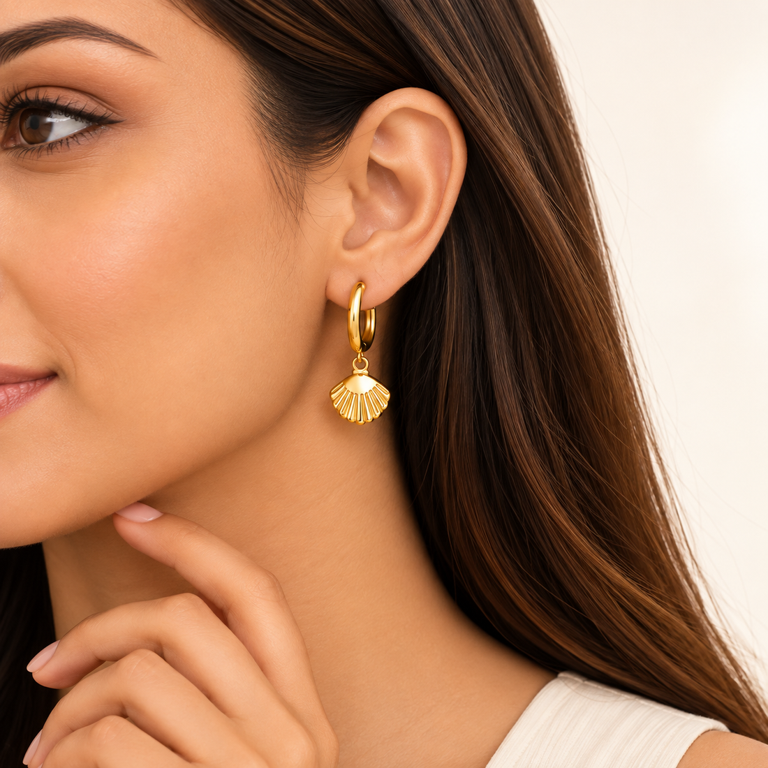 Shell Charm Hoop Earrings