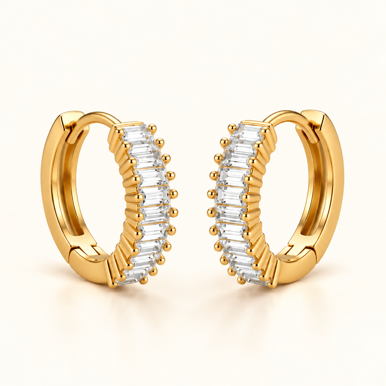 Baguette Crystal Hoop Earrings