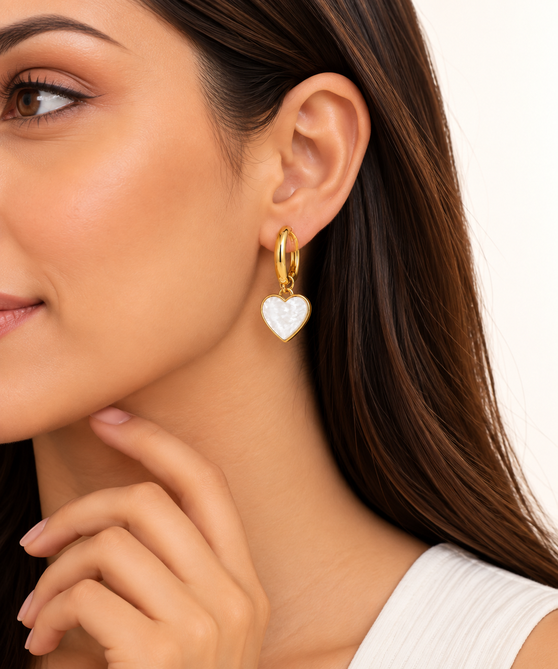 Heart Pearl Drop Earrings