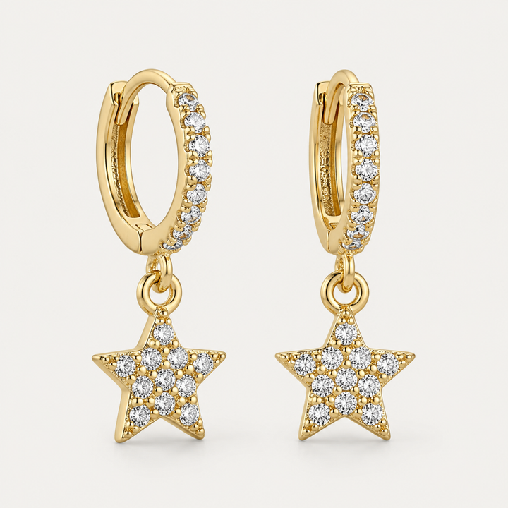 Pavé Star Drop Hoops