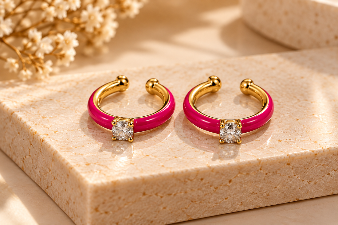 Pink Enamelled Earrings