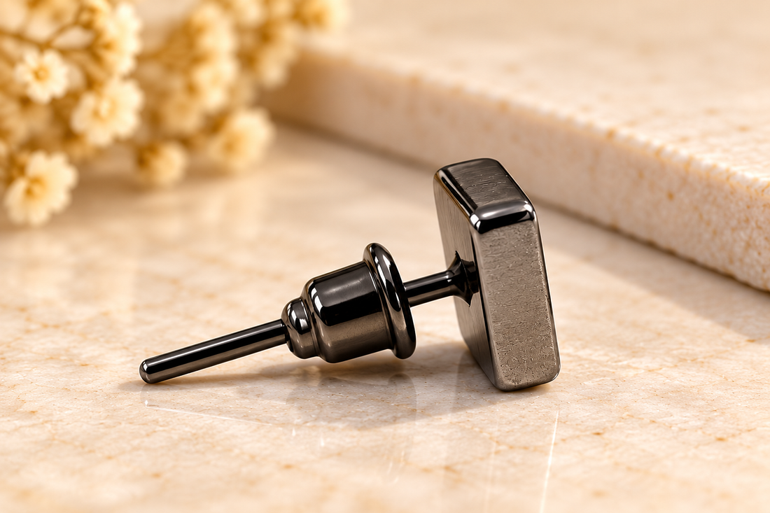 Black Rhodium Stud Earrings
