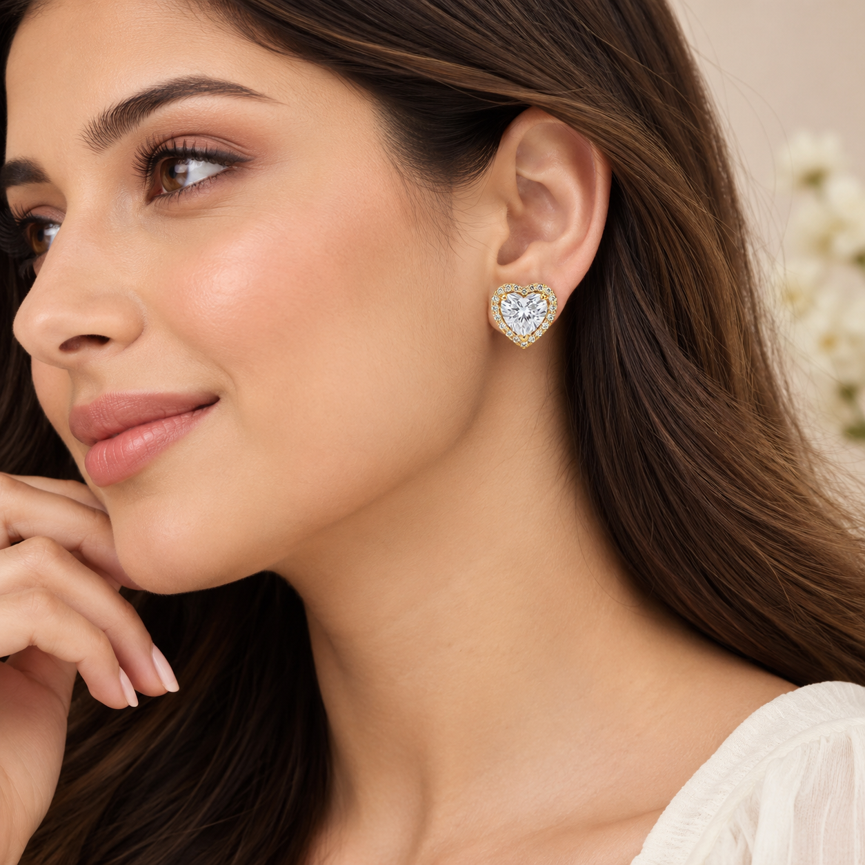 Heart Crystal Stud Earrings