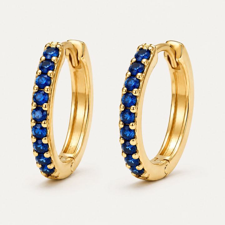 Blue Pavé Hoops