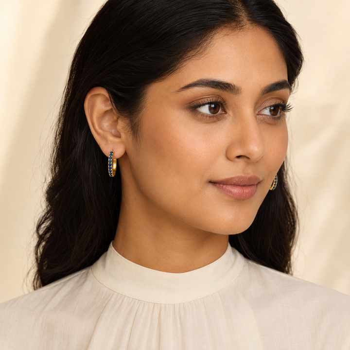 Blue Pavé Hoops