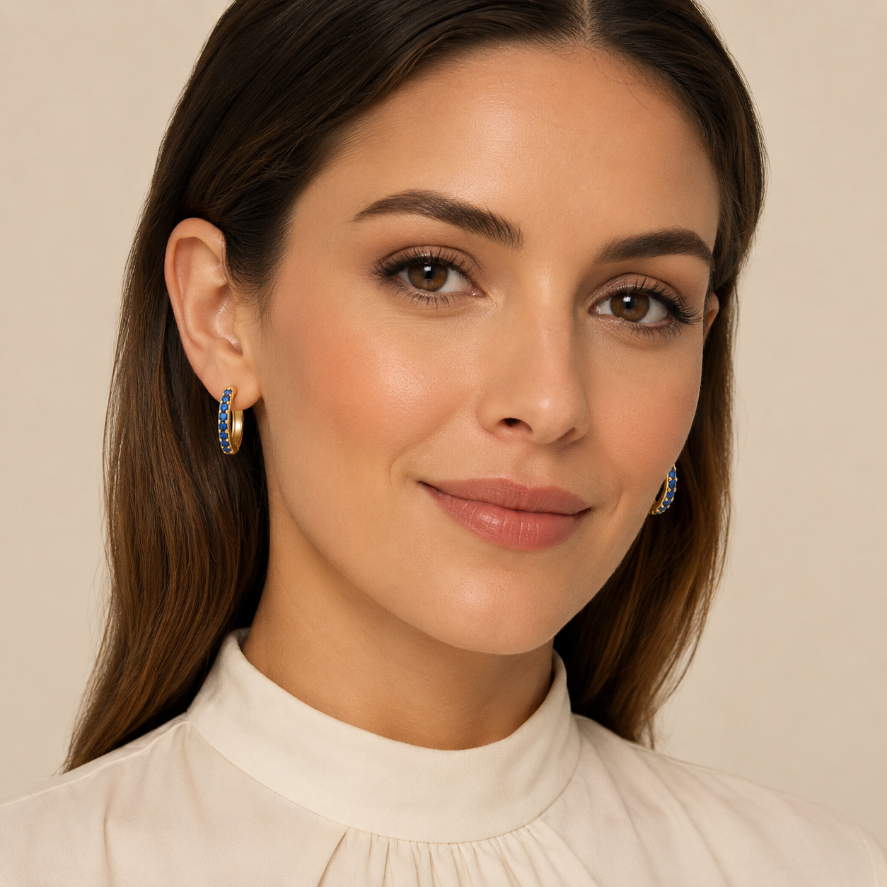 Blue Pavé Hoops