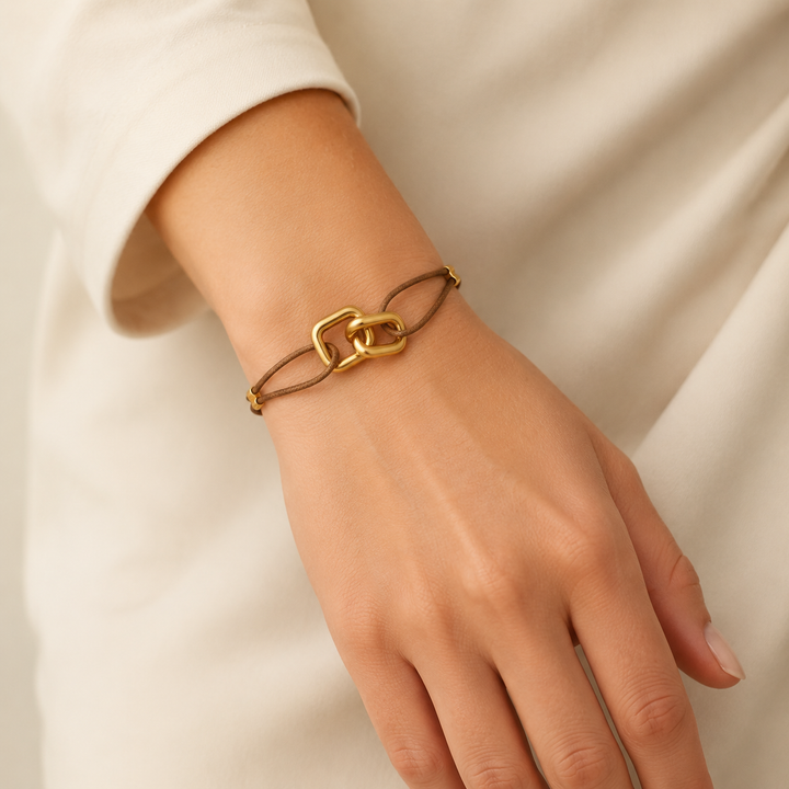 Interlocking Link Double Cord Bracelet