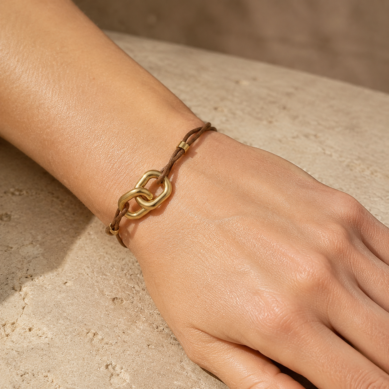 Interlocking Link Double Cord Bracelet