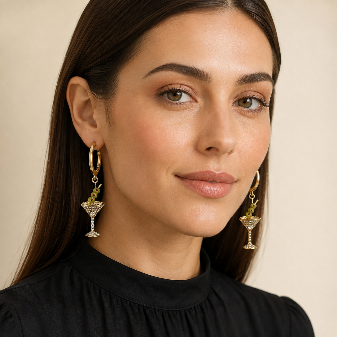 Martini Glass Drop Hoops