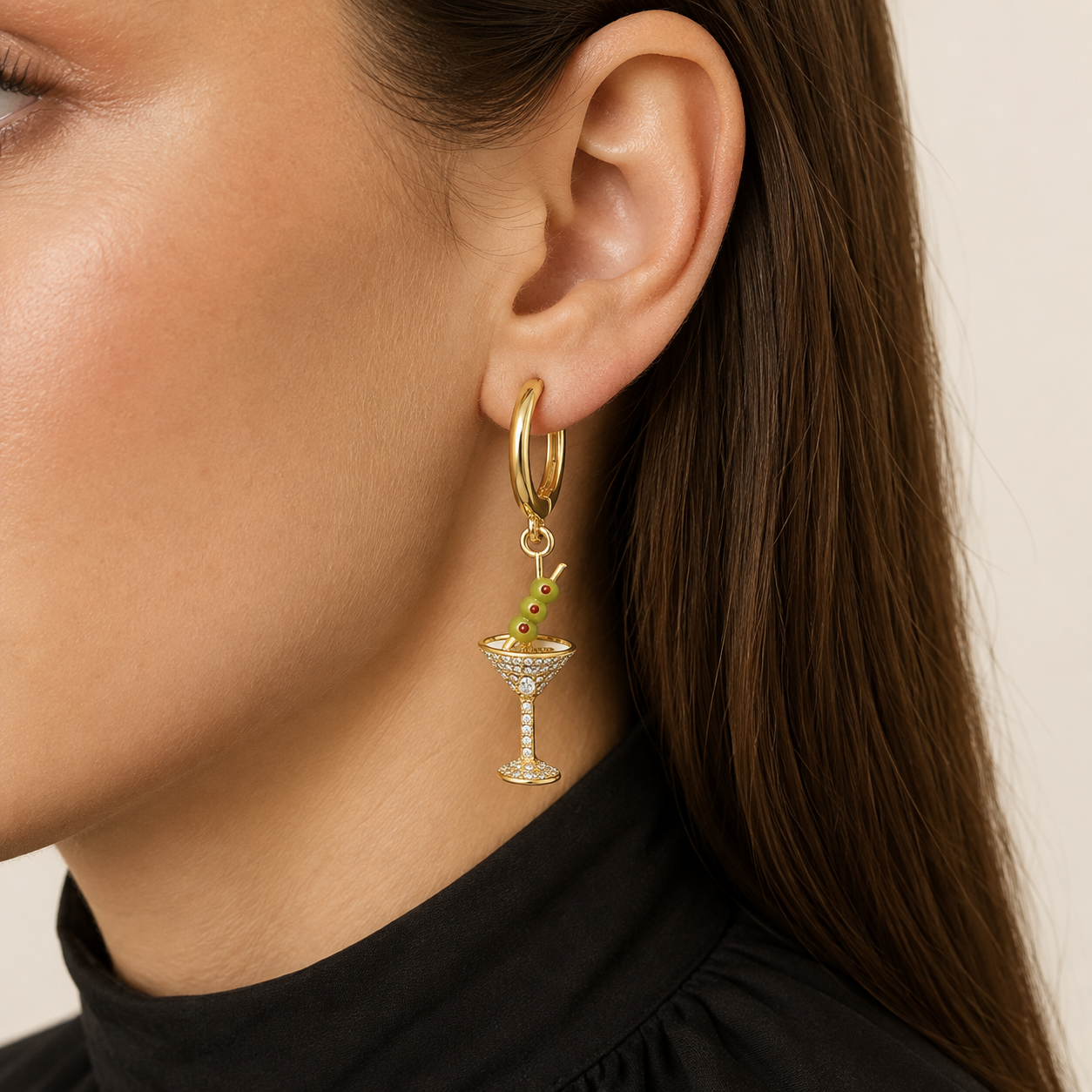 Martini Glass Drop Hoops