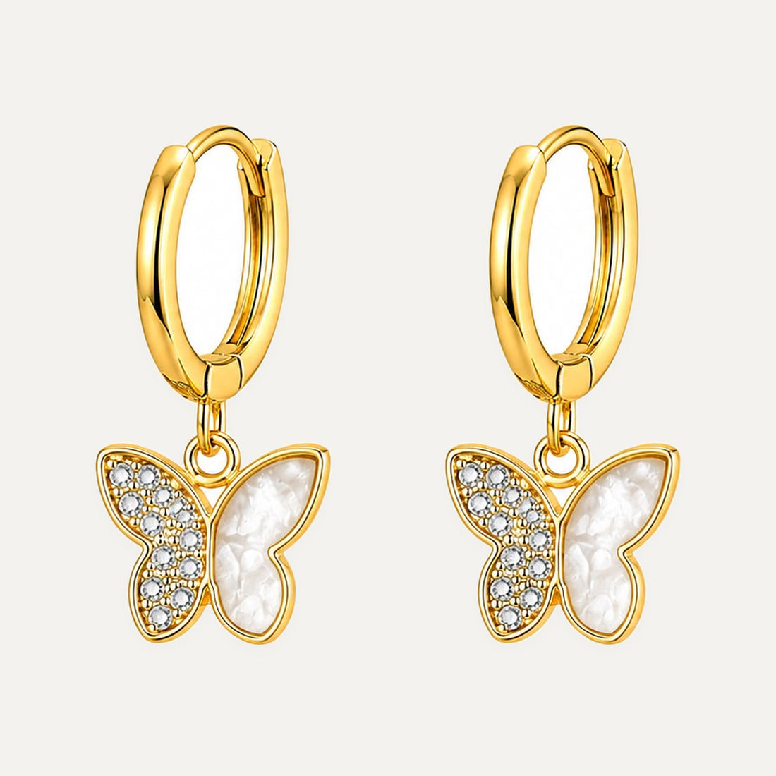 Butterfly Hoops With Enamel & CZ (YD-ER-41)