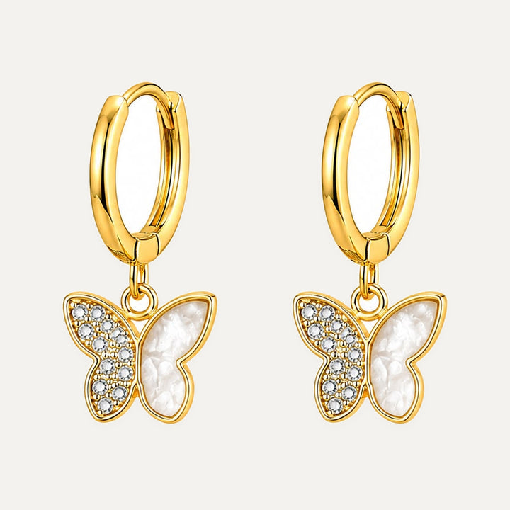 Butterfly Hoops With Enamel & CZ (YD-ER-41)