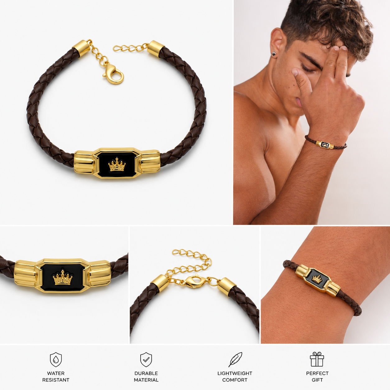 Royal Crown Leather Bracelet (YD-BR-6)